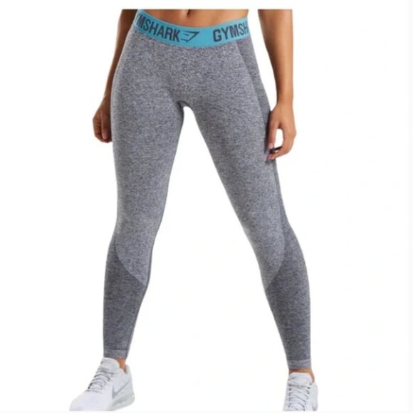 Gymshark Pants - GYMSHARK Dry Moisture Management Flex Legging Charcoal Marl/Dark Teal M